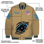 personalized carolina panthers claw tear beige varsity jacket best selling