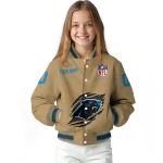 personalized carolina panthers claw tear beige varsity jacket best selling