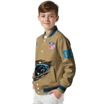 personalized carolina panthers claw tear beige varsity jacket best selling
