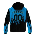 personalized carolina panthers flame trim blue black windbreaker jacket best selling