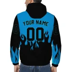 personalized carolina panthers flame trim blue black windbreaker jacket best selling