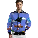personalized carolina panthers mario blocks blue black varsity jacket best selling