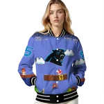 personalized carolina panthers mario blocks blue black varsity jacket best selling