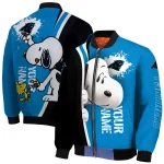 personalized carolina panthers snoopy head blue bomber jacket best selling