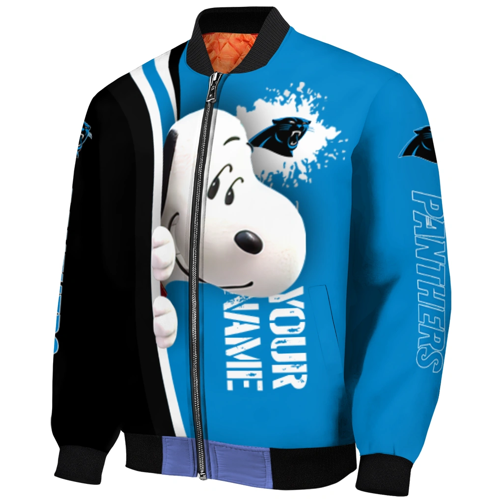personalized carolina panthers snoopy head blue bomber jacket fashion forward personalized carolina panthers snoopy head blue bomber jacket fashion forward
