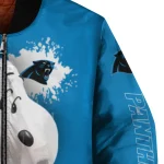 personalized carolina panthers snoopy head blue bomber jacket best selling