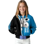 personalized carolina panthers snoopy head blue bomber jacket best selling