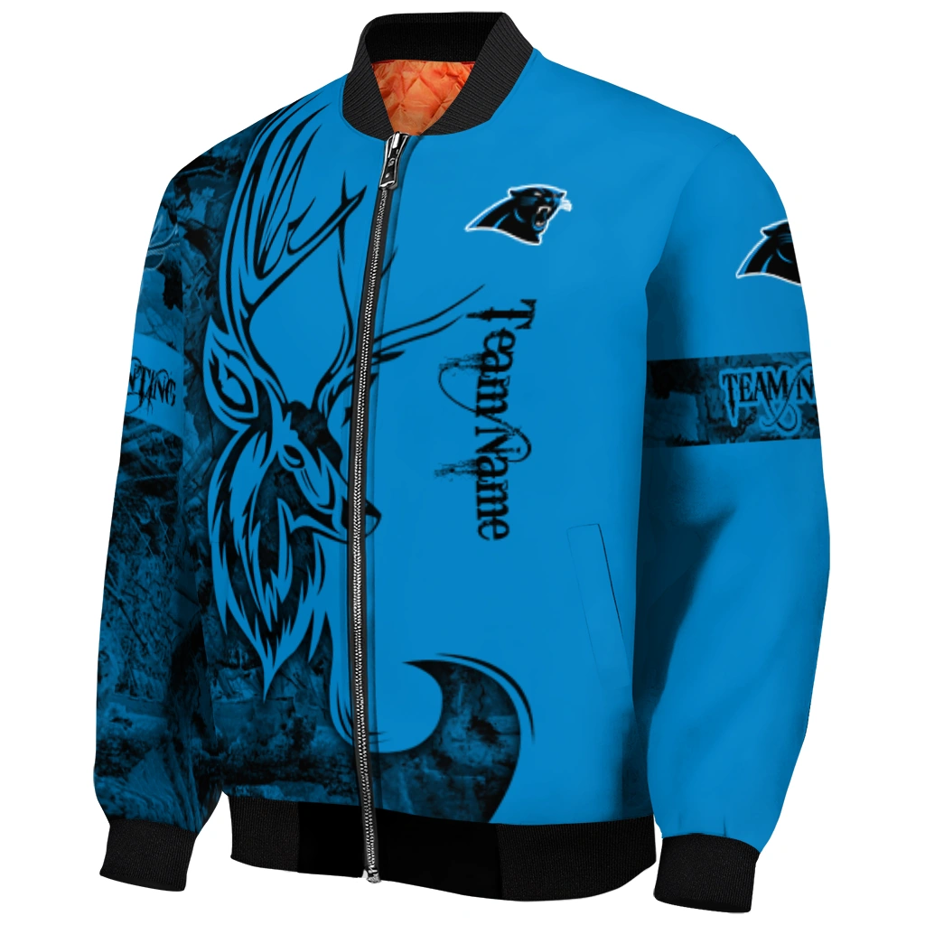 personalized carolina panthers tribal deer art blue bomber jacket fashion forward personalized carolina panthers tribal deer art blue bomber jacket fashion forward