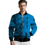 personalized carolina panthers tribal deer art blue bomber jacket best selling