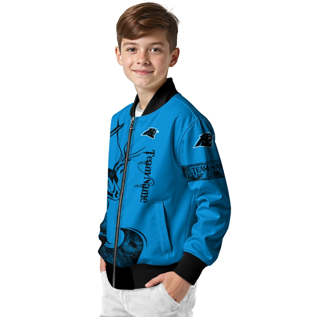 personalized carolina panthers tribal deer art blue bomber jacket trendy personalized carolina panthers tribal deer art blue bomber jacket trendy