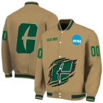 personalized charlotte 49ers claw effect beige varsity jacket best selling