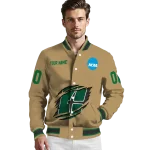 personalized charlotte 49ers claw effect beige varsity jacket best selling