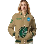 personalized charlotte 49ers claw effect beige varsity jacket best selling