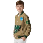 personalized charlotte 49ers claw effect beige varsity jacket best selling