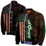personalized charlotte 49ers flag wood brown bomber jacket best selling