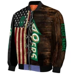 personalized charlotte 49ers flag wood brown bomber jacket best selling