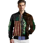personalized charlotte 49ers flag wood brown bomber jacket best selling