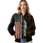 personalized charlotte 49ers flag wood brown bomber jacket best selling