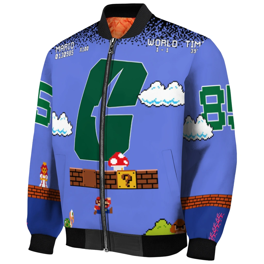 personalized charlotte 49ers mario blocks blue black bomber jacket fashion forward personalized charlotte 49ers mario blocks blue black bomber jacket fashion forward