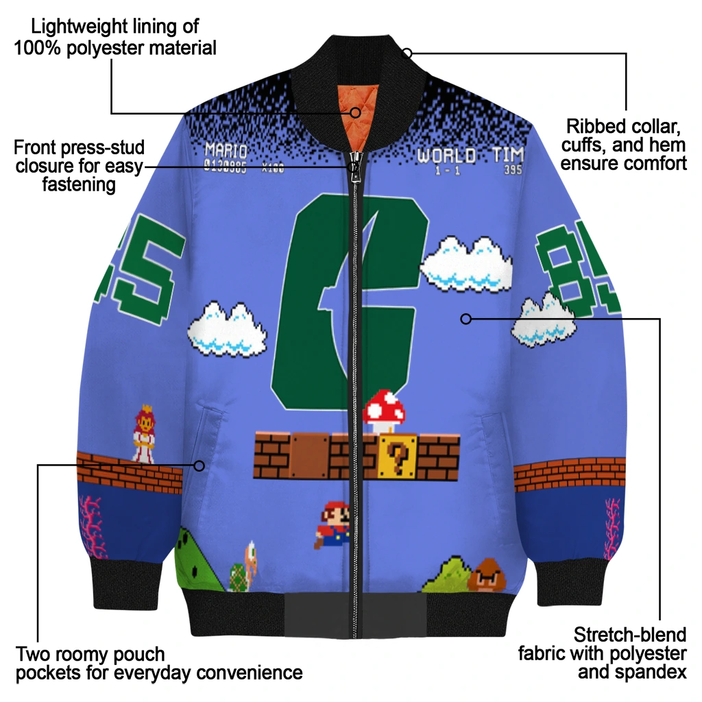 personalized charlotte 49ers mario blocks blue black bomber jacket new arrival personalized charlotte 49ers mario blocks blue black bomber jacket new arrival