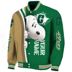 personalized charlotte 49ers snoopy head green varsity jacket best selling