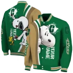 personalized charlotte 49ers snoopy head green varsity jacket best selling
