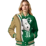 personalized charlotte 49ers snoopy head green varsity jacket best selling