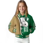 personalized charlotte 49ers snoopy head green varsity jacket best selling