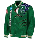 personalized charlotte 49ers usa flag claws green varsity jacket best selling
