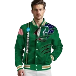 personalized charlotte 49ers usa flag claws green varsity jacket best selling