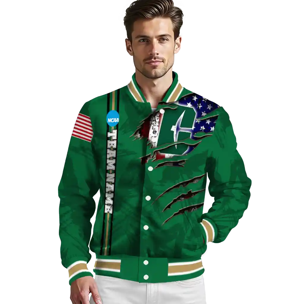 personalized charlotte 49ers usa flag claws green varsity jacket high quality personalized charlotte 49ers usa flag claws green varsity jacket high quality