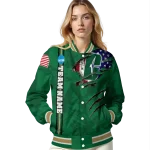 personalized charlotte 49ers usa flag claws green varsity jacket best selling