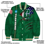 personalized charlotte 49ers usa flag claws green varsity jacket best selling