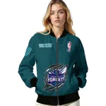 personalized charlotte hornets claw slash teal bomber jacket best selling