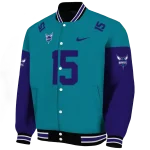 personalized charlotte hornets team patch teal varsity jacket best selling