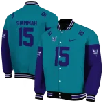 personalized charlotte hornets team patch teal varsity jacket best selling