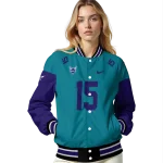personalized charlotte hornets team patch teal varsity jacket best selling