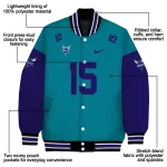 personalized charlotte hornets team patch teal varsity jacket best selling