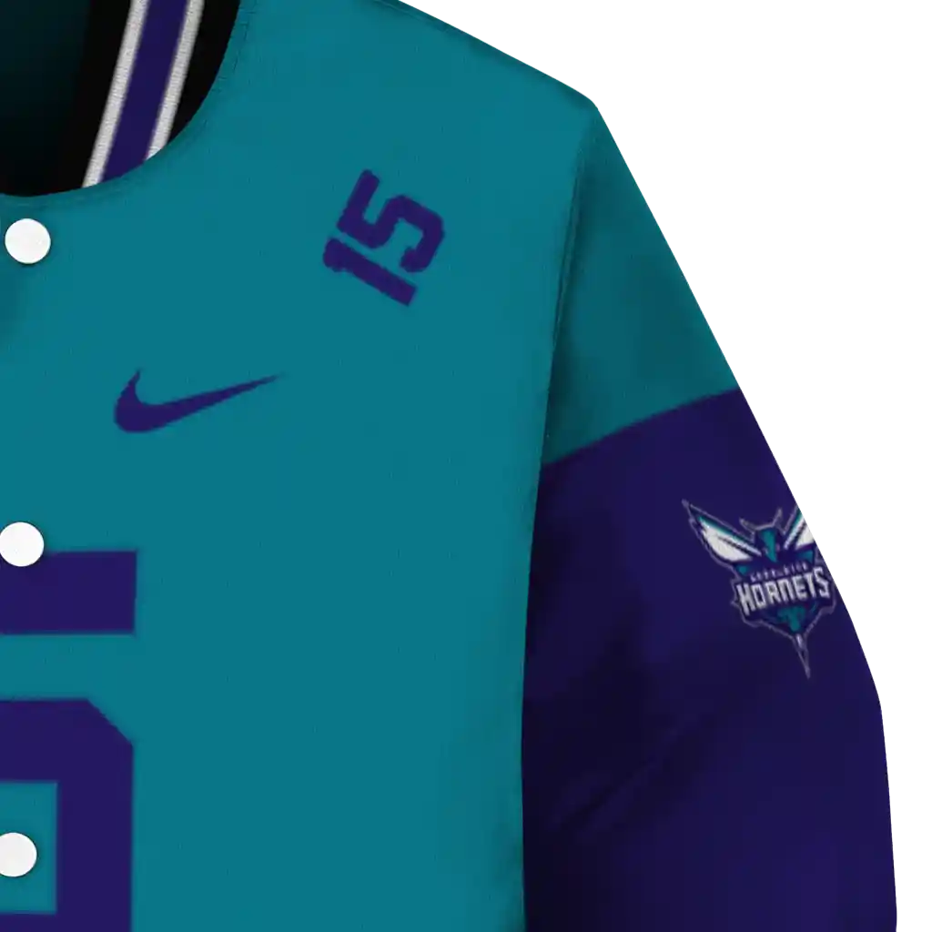 personalized charlotte hornets team patch teal varsity jacket premium grade personalized charlotte hornets team patch teal varsity jacket premium grade