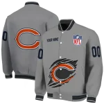 personalized chicago bears claw marking grey varsity jacket best selling