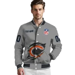 personalized chicago bears claw marking grey varsity jacket best selling