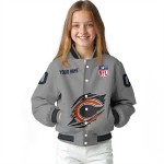 personalized chicago bears claw marking grey varsity jacket best selling