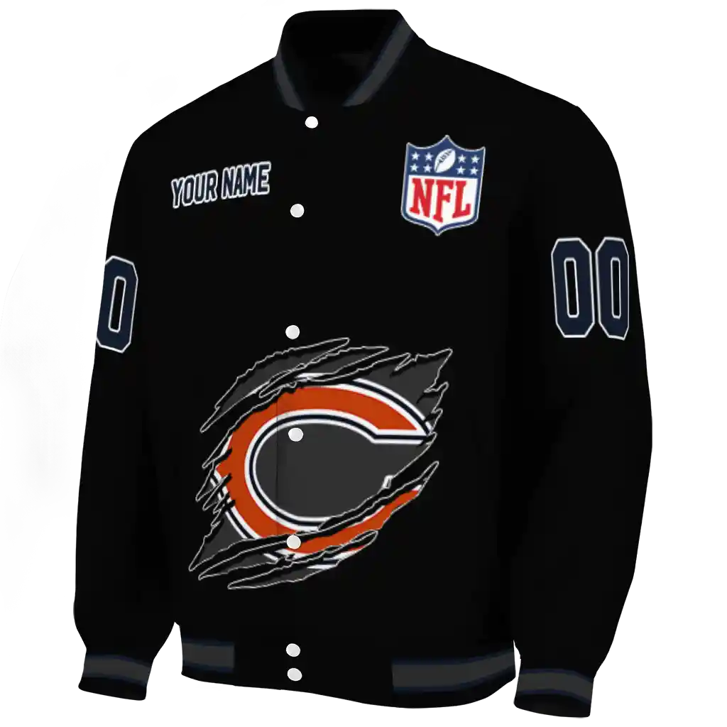 personalized chicago bears claw scratch black varsity jacket best selling personalized chicago bears claw scratch black varsity jacket best selling