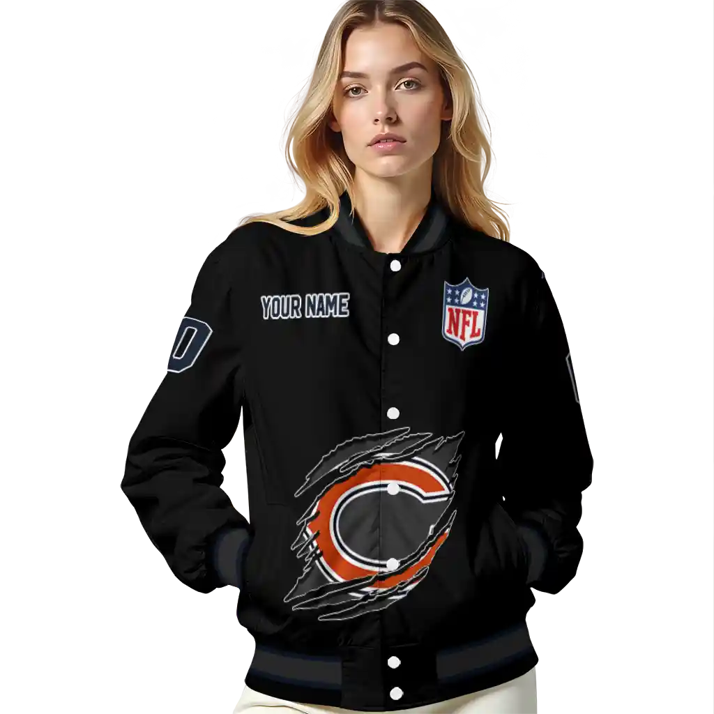 personalized chicago bears claw scratch black varsity jacket latest model personalized chicago bears claw scratch black varsity jacket latest model