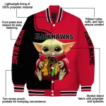 personalized chicago blackhawks adorable yoda red black varsity jacket best selling