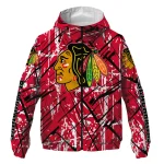 personalized chicago blackhawks brushstroke pattern red windbreaker jacket best selling