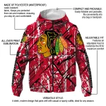 personalized chicago blackhawks brushstroke pattern red windbreaker jacket best selling