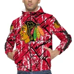 personalized chicago blackhawks brushstroke pattern red windbreaker jacket best selling