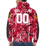 personalized chicago blackhawks brushstroke pattern red windbreaker jacket best selling
