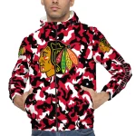 personalized chicago blackhawks camouflage mashup red windbreaker jacket best selling